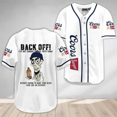 Achmed Back Off With Coors Banquet White Baseball Jersey