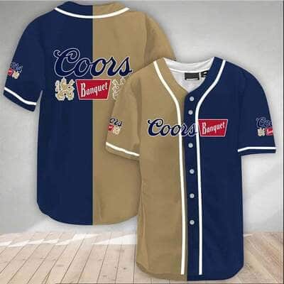 Navy And Tan Split Coors Banquet Baseball Jersey Beer Lovers Gift