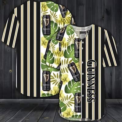 Guinness Beer Baseball Jersey Striped Palm Leaves Pattern Split