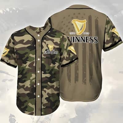 Guinness Beer Baseball Jersey Green And Brown Camouflage Pattern