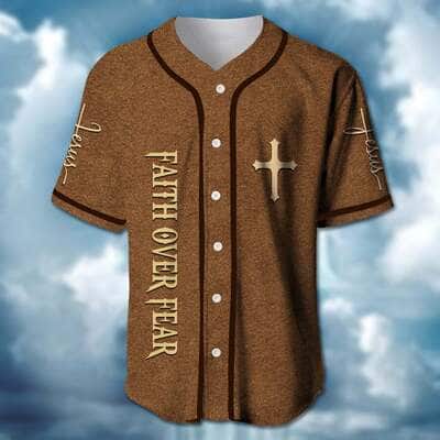 Jesus And Lion Baseball Jersey Faith Over Fear