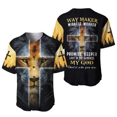Way Maker Miracle Worker Promise Keeper Light In The Darkness Jesus Baseball Jersey