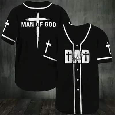 Jesus Baseball Jersey Dad Is Man Of God Best Christian Gift