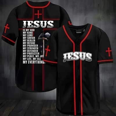 Warrior Jesus Baseball Jersey Is My God My King My Lord My Everything