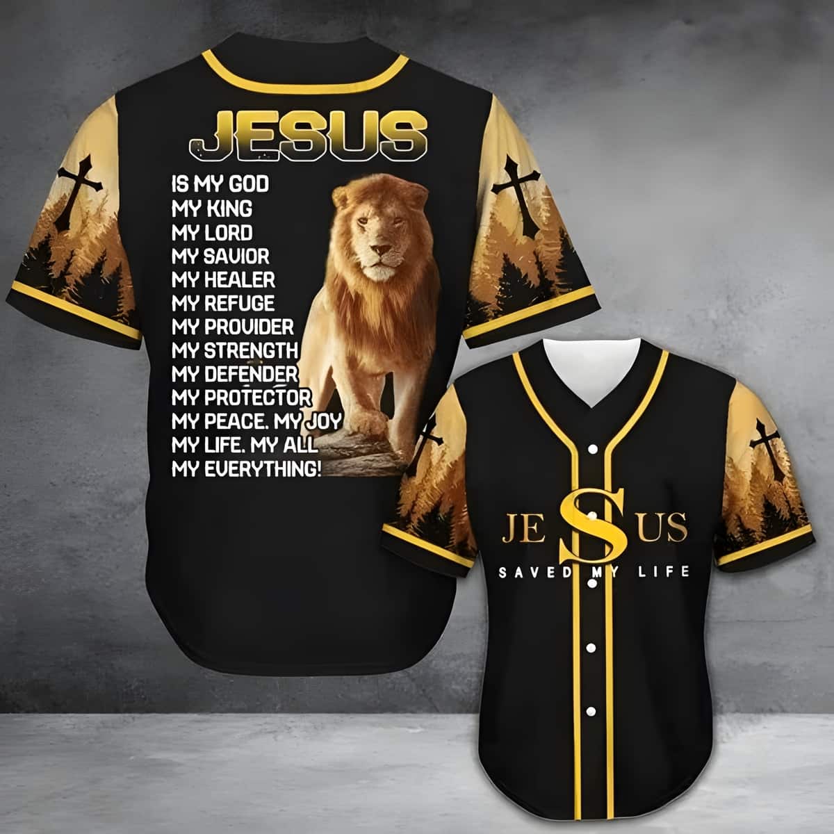 Lion Jesus Baseball Jersey Is My God My King My Lord My Everything