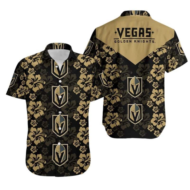 NHL Vegas Golden Knights Hawaiian Shirt Hibiscus Pattern Beach Gift For Dad