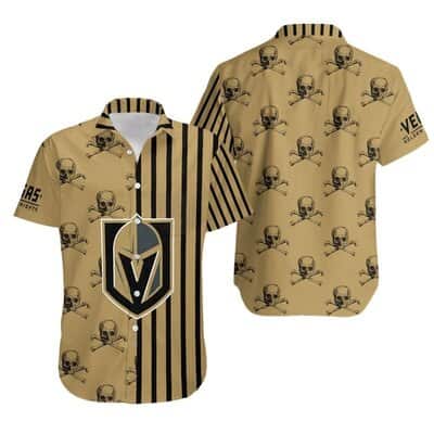 Aloha NHL Vegas Golden Knights Hawaiian Shirt Stripe And Skull
