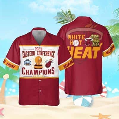 Red Aloha Miami Heat Eastern Conference Champions Hawaiian Shirt