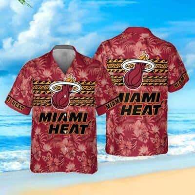 Aloha NBA Miami Heat Hawaiian Shirt Hibiscus Flower On Red Background