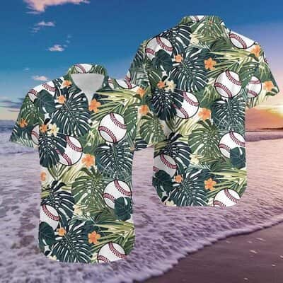 Aloha Baseball Hawaiian Shirt Palm Leaves Pattern Beach Vacation Gift