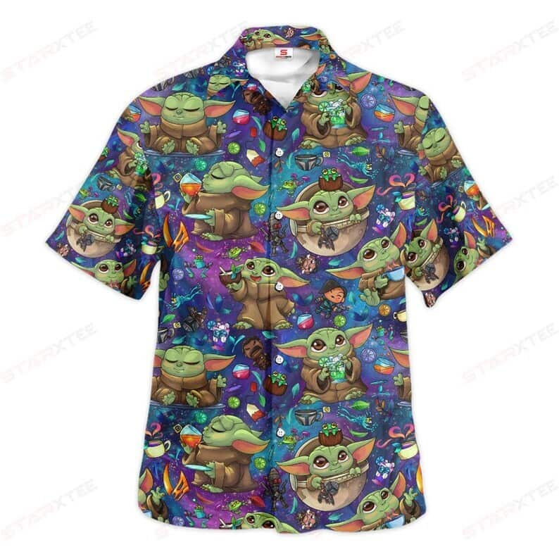 Miami Marlins Baby Yoda Lover Tropical Style Hawaiian Shirt And