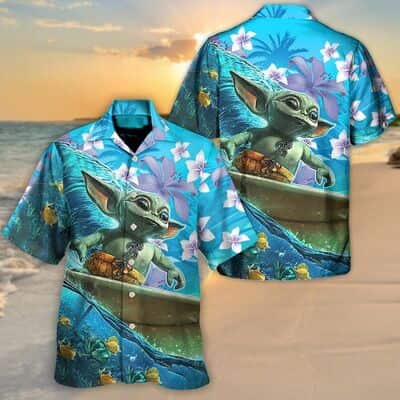 Aloha Star Wars Baby Yoda Surfing Hawaiian Shirts Summer Vacation Gift