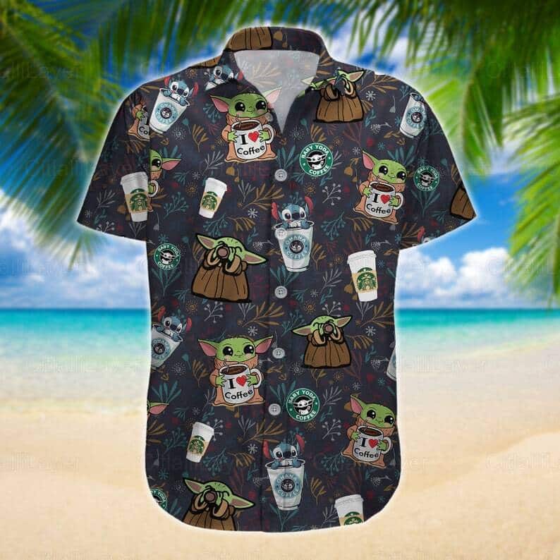 Baby Yoda Loves Bud Light Beer Hawaiian Shirt