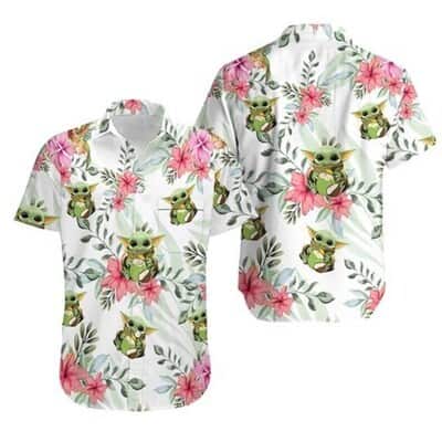 Baby Yoda Star Wars Hawaiian Shirts Tropical Flowers Pattern Beach Gift