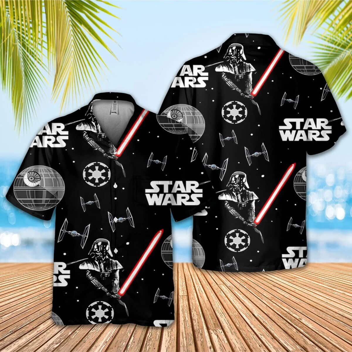 White Aloha Star Wars Darth Vader Hawaiian Shirt Banana Leaves