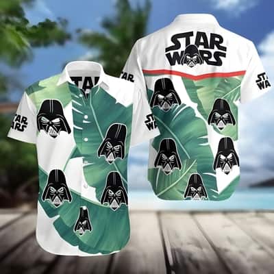 White Aloha Star Wars Darth Vader Hawaiian Shirt Banana Leaves Pattern Beach Gift