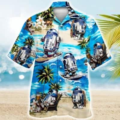 Beach Aloha Star Wars Movie R2D2 Robot Surfing Hawaiian Shirts