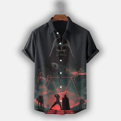 Black Aloha Spaceship Star Wars Synthwave Darth Vader Hawaiian Shirts