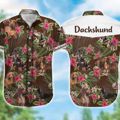 Dachshund Hawaiian Shirt Tropical Flower Pattern All Over Print