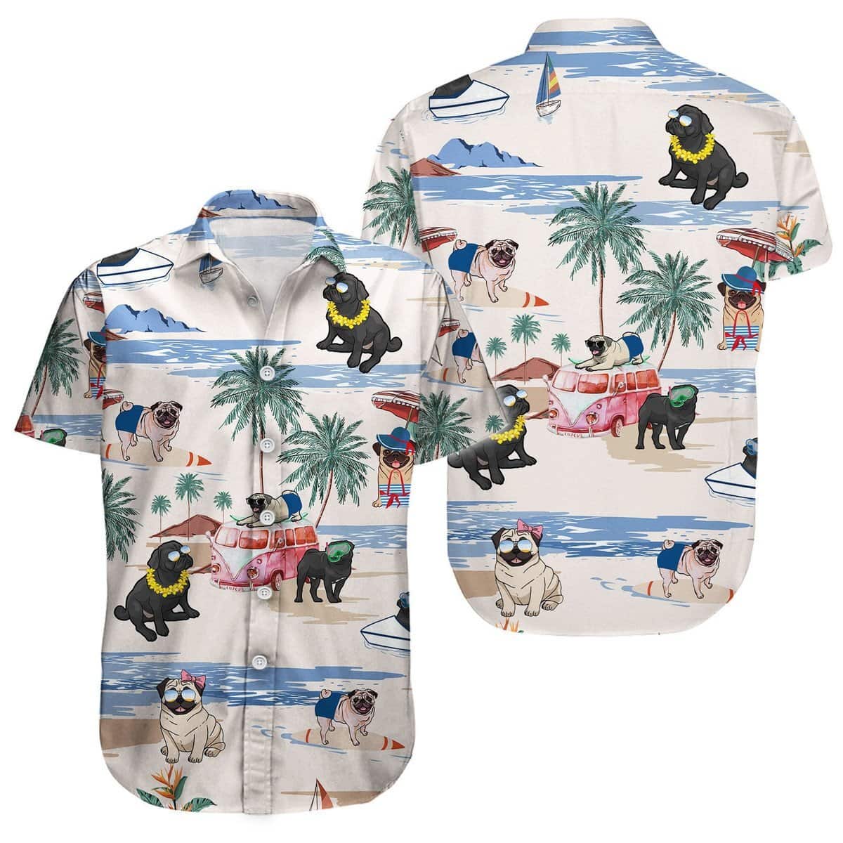 Aloha Pug Hawaiian Shirt Beach Pattern Gift For Dog Lovers