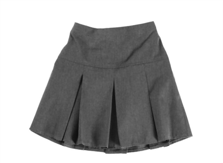 grey pleated skirt isolated on white background
