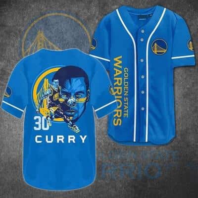 Blue NBA Golden State Warriors 30 Curry Baseball Jersey