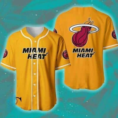 Yellow NBA Miami Heat Baseball Jersey Sports Gift For Best Friend