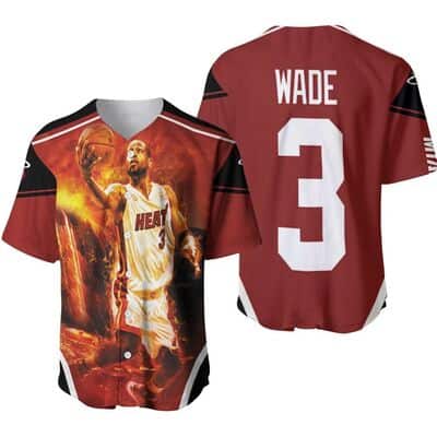 Dwyane Wade 3 Miami Heat Score Fire Background Legend Baseball Jersey