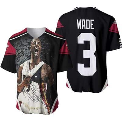 Dwyane Wade 3 Miami Heat Strong Warrior Legend Baseball Jersey