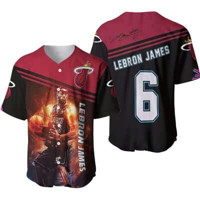 Lebron James 6 Miami Heat Legend Dribbling Fire Baseball Jersey
