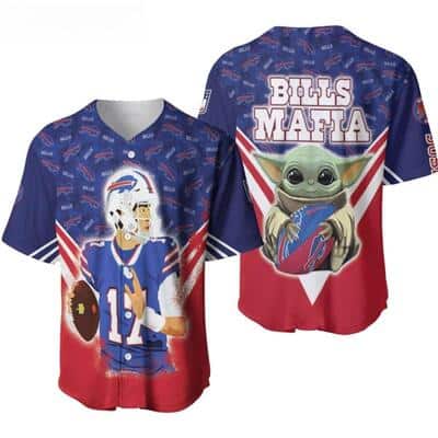 Baby Yoda Star Wars Loves NFL Buffalo Bills Baseball Jersey