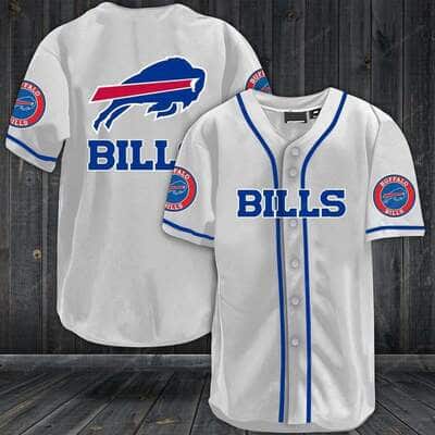 White NFL Buffalo Bills Baseball Jersey Sports Gift For Him