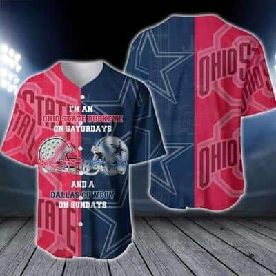 Ohio State Buckeye And NFL Dallas Cowboys Baseball Jersey