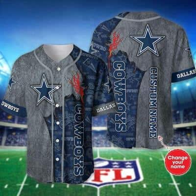 Personalized NFL Dallas Cowboys Baseball Jersey Custom Name