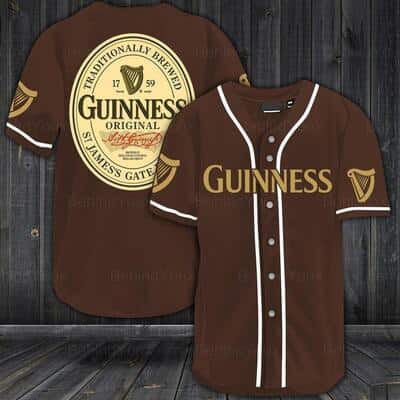 Brown Guinness Beer Baseball Jersey Gift For Sporty Husband