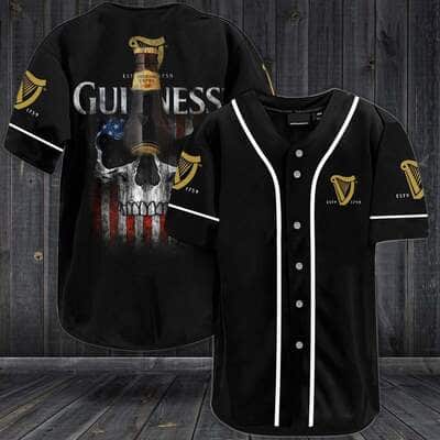 Guinness Flag Skull Baseball Jersey Gift For Beer Lovers