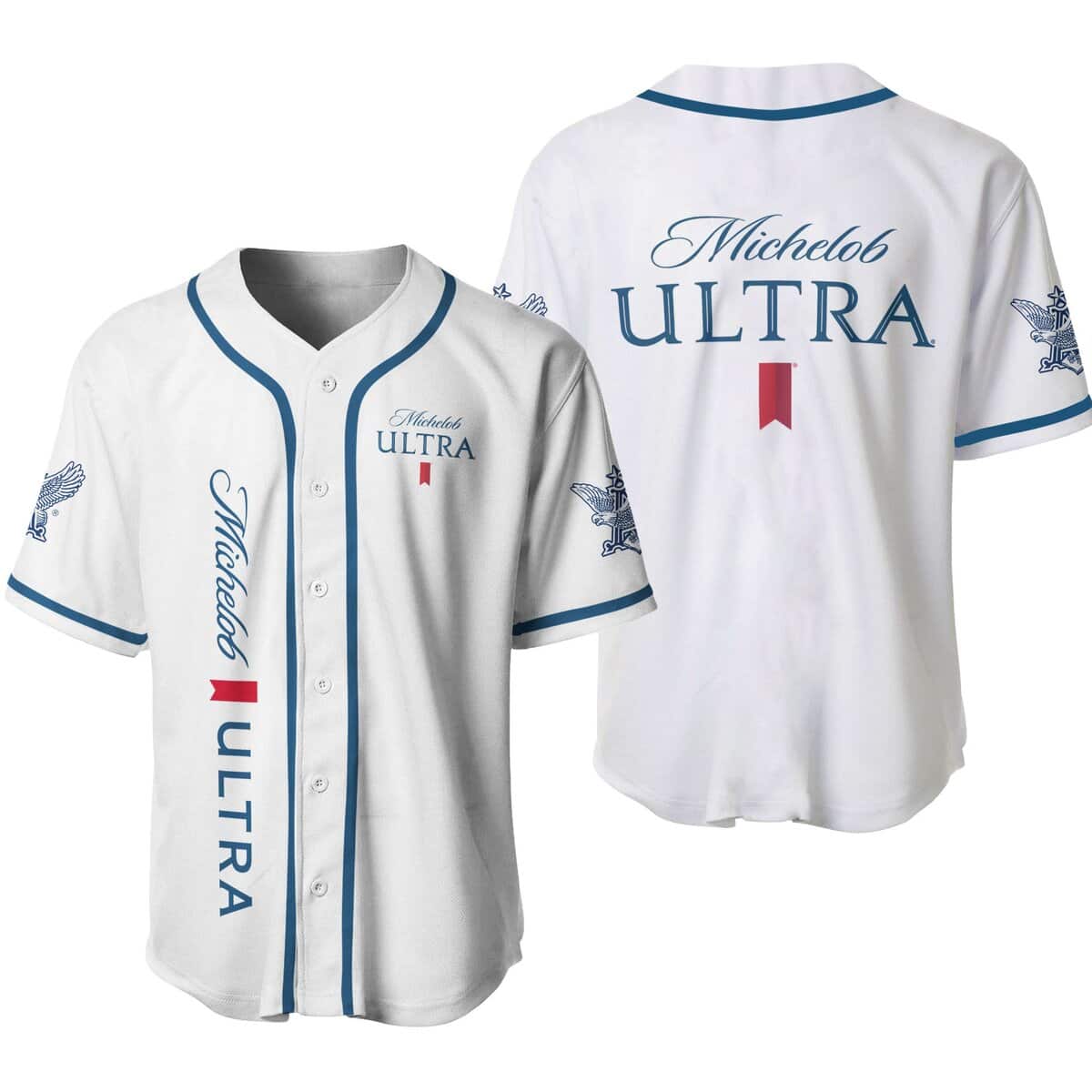 White Michelob ULTRA Beer Baseball Jersey Sports Gift For Dad