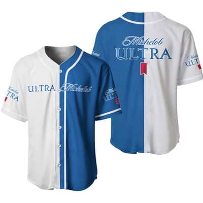 White And Blue Split Michelob ULTRA Baseball Jersey Beer Lovers Gift