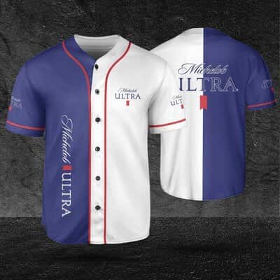 White And Blue Split Michelob ULTRA Baseball Jersey Gift For Sport Dad