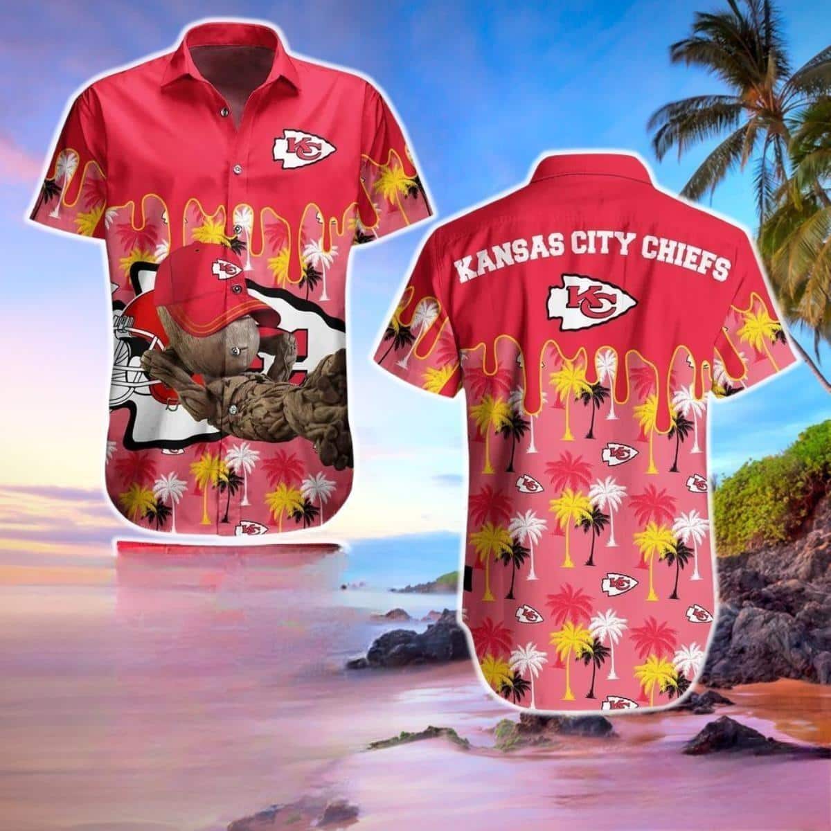 Cool Aloha Groot NFL Kansas City Chiefs Hawaiian Shirt Summer Beach Gift