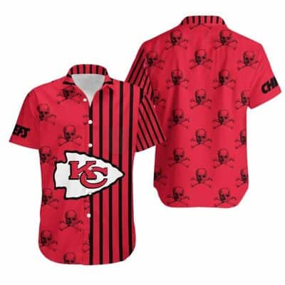 Aloha NFL Kansas City Chiefs Hawaiian Shirt Stripes And Skull Pattern