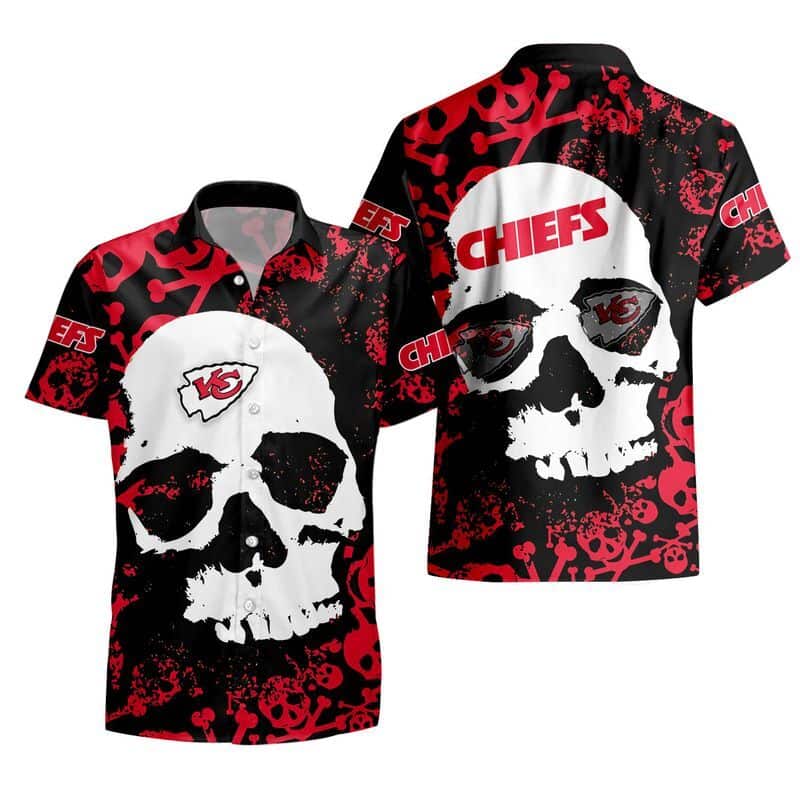 NFL Kansas City Chiefs Hawaiian Shirt White Skull Aloha
