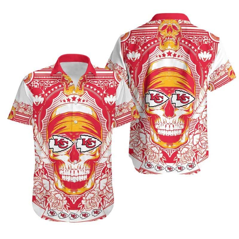 Skull With NFL Kansas City Chiefs Hawaiian Shirt Summer Gift For Friend