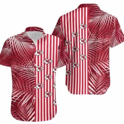Aloha NFL Kansas City Chiefs Hawaiian Shirt Palm Leaves and Stripes Pattern