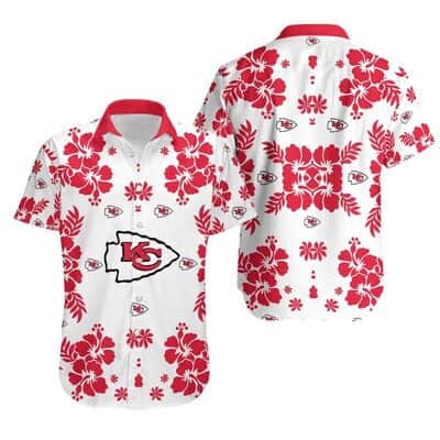 White Aloha NFL Kansas City Chiefs Hawaiian Shirt Hibiscus Flowers Pattern
