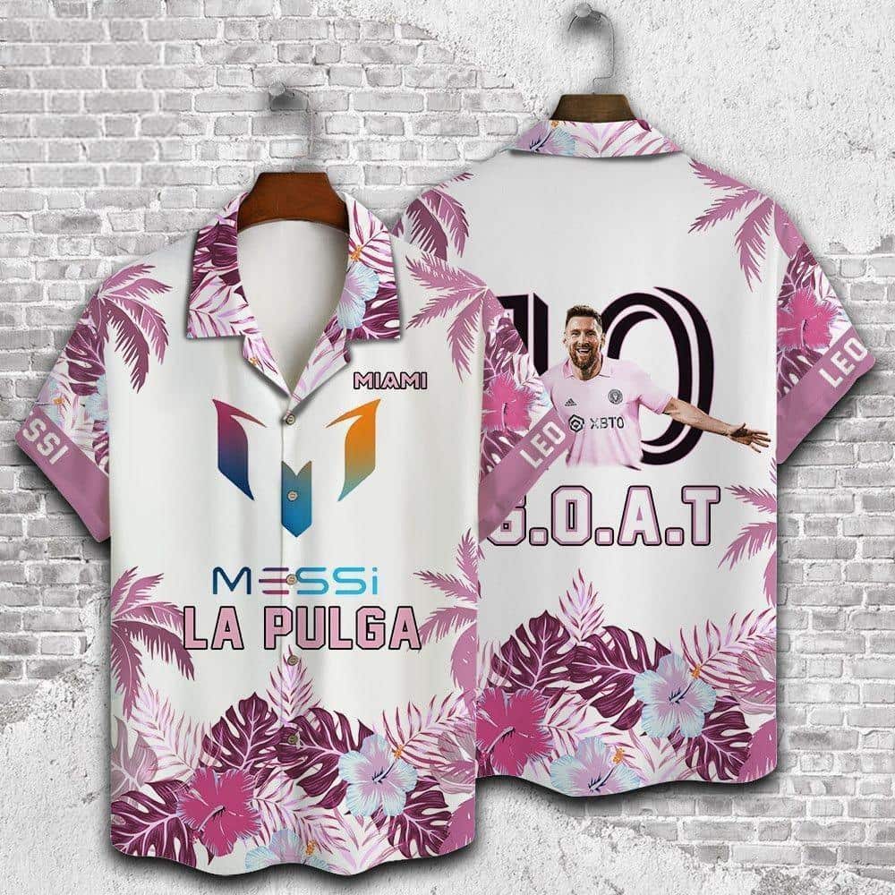 Messi La Pulga Hawaiian Shirt Tropical Flower Pattern Beach Gift