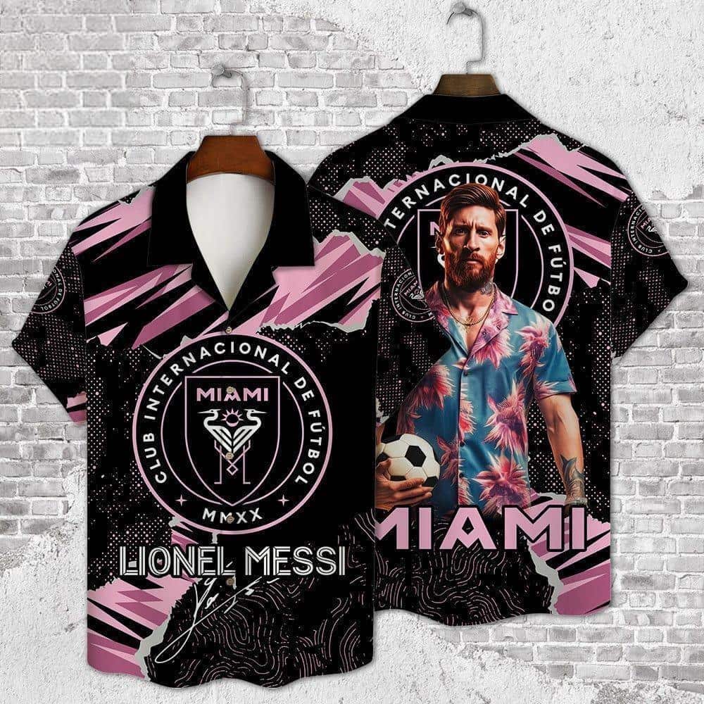 Black Aloha Lionel Messi Hawaiian Shirt Gift For Messi Fans