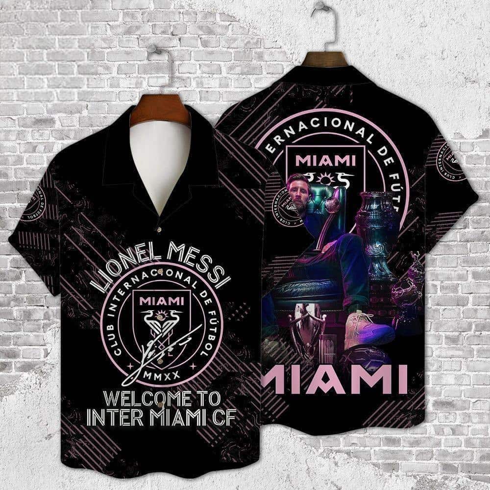 Black Aloha Lionel Messi Welcome To Inter Miami CF Hawaiian Shirt