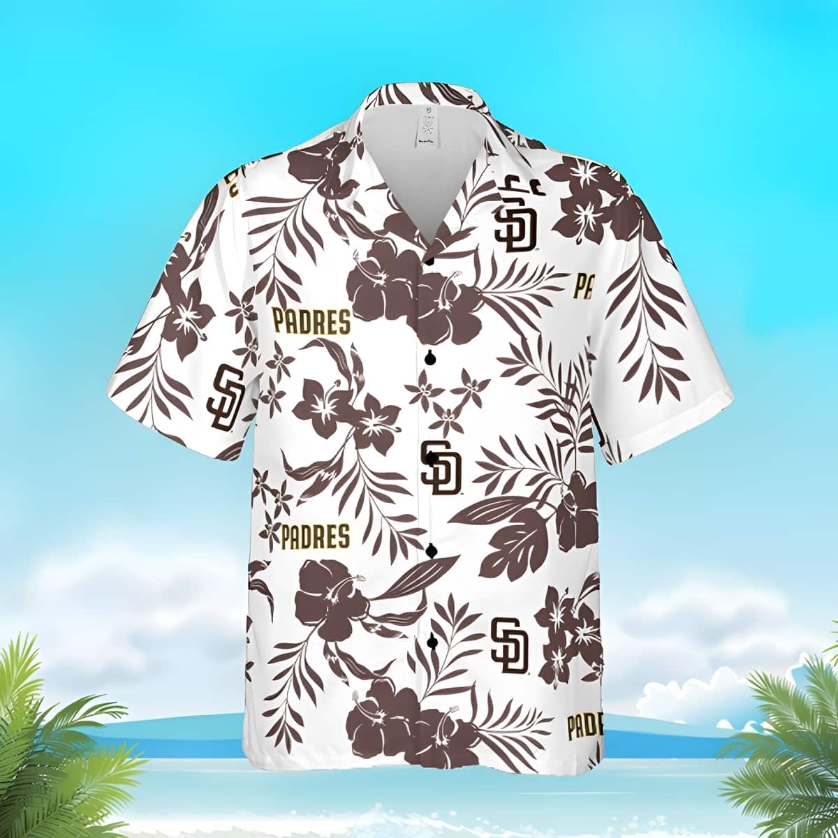 White Aloha MLB San Diego Padres Hawaiian Shirt Tropical Flower Pattern