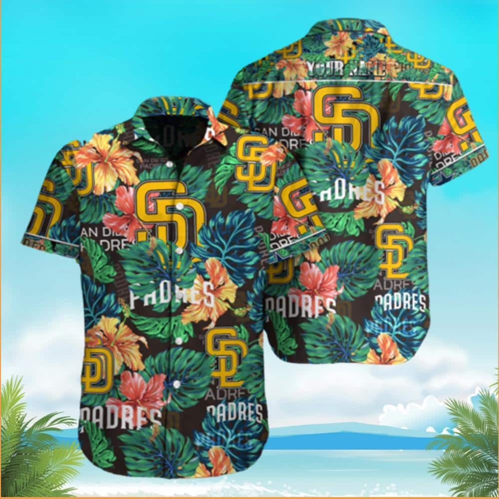 MLB San Diego Padres Hawaiian Shirt Tropical Flower Pattern Custom Name